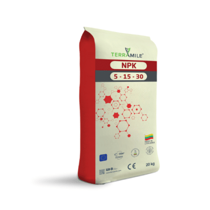 ტერამილე NPK 5-15-30 +S+Zn – სწრაფი ფესვთა სისტემის განვითარებისა და კომპონენტების შეწოვის სასუქი